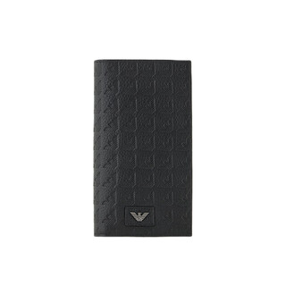 Armani ea men's wallet embossed eagle pattern black calf leather vertical bi-fold coin card holder card holder 2025 new black regular