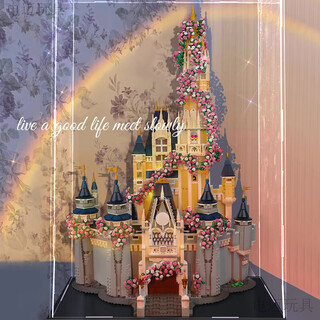 电迈积木拼装儿童6-12岁女生生日礼物迪士尼城堡2024新款玩具巨大型 迪士尼玫瑰城堡庄园+亚克力盒+灯