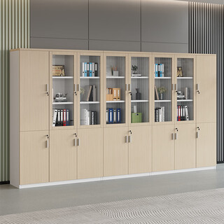 Shiji muge floor-standing office bookcase file cabinet information cabinet cabinet locker file cabinet wooden lockable security cabinet four-door bookcase c style