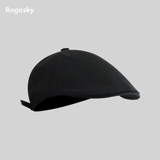 Rogosky counter trendy brand beret summer thin forward cap for men and women japanese style cap british style painter newsboy cap black one size fits all (55-61cm)