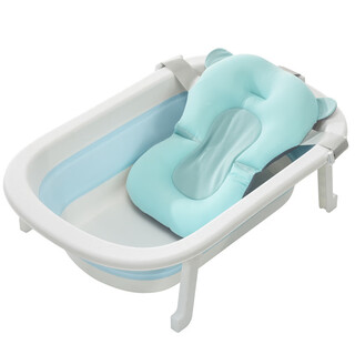 Special bathtub for pet puppies, lying pad, floating pad, anti-choking bichon teddy bathtub, foldable small dog, blue bathtub + bath mat