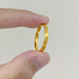 Quamer vietnamese sand gold plated gold dot fine ring women's ring plain ring wedding rice ring - opening size 9
