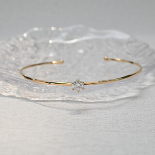 Marisol solid gold bracelet women's stone inlaid with 18k gold twisted fashion light luxurious opening adjustable 10 points natural diamonds