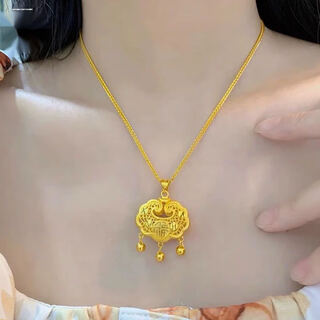 Lzjv new 18k gold-plated pendant safety lock women's lanyard 3d hard longevity lock necklace gift girlfriend gold-plated silver-plated chopard necklace + longevity lock pendant