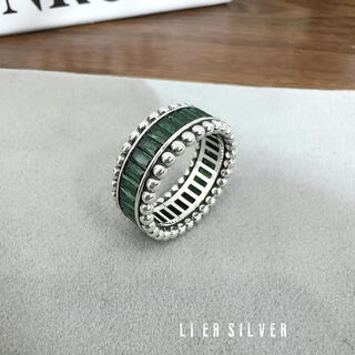 Iosn han dan heavy industry s925 sterling silver emerald diamond ring new ocean beauty floating light flow closed index finger ring for women hong kong code 13#