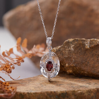 Libiao 2025 new french 925 silver tanzanite white crystal colored treasure necklace women's niche design high-end pendant natural white crystal garnet necklace