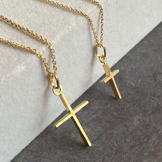 Puli fenny jewelry 18k gold fashionable shining cross pendant necklace and cross pendant sizes unisex versatile model need to pre-order/18k gold small pendant