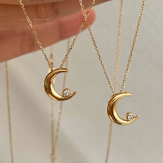 Chishe 18k gold moon diamond necklace pendant k gold moonlight goddess niche high-end versatile light luxury exquisite commuter women gold 45cm