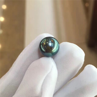 Fat donglai's same style pearl pendant, single tahitian black round loose bead, natural l ear stud ring, hand-customized, a style, black flawless half hole 12-13mm