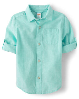 Gymboreegymboree baby boys and toddlers long sleeve linen button-down shirt, sea kiss, 12 - 18 months sea kiss 12 - 18 months