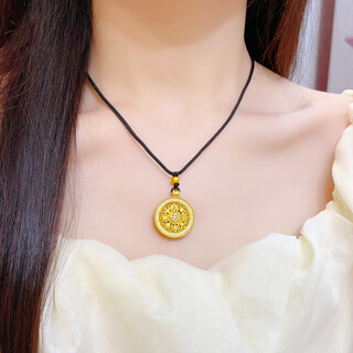 The same style of the gold store, the auspicious rotatable eight-treasure compass pendant necklace with diamonds and sand gold, the most popular valentine's day gift for internet celebrities, the eight-treasure compass pendant + gold beads and black rope