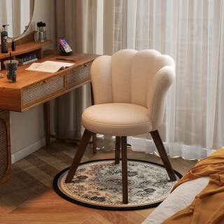 Ancient style dressing chair in the heart of the chair, solid wood rotatable makeup chair, girls' bedroom dressing table backrest chair, retro stool, light luxury, simple white, skin-friendly velvet
