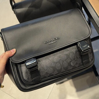 Coach outlet new racer men's messenger bag briefcase ct716 qbmi5 black and gray print customs clearance 1
