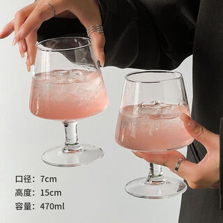 Meikejie soda water bubble cup ins internet celebrity restaurant glass wine cup short brandy cup ice coffee cup beverage cup / zhenxiang / short bubble cup 2 single cups