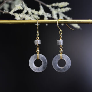 Drjefun925 silver ice black chicken burmese jade earrings simple fashion with certificate simple versatile gift for girlfriend transparent girlfriend transparent