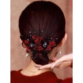 Fujiuxi's mother-in-law's hair headband, her mother's wedding banquet, wedding cheongsam hair accessories, spring clip, ponytail clip, mother's style hairpin, purple