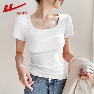 Warrior slim fit square neck short sleeve t-shirt women's 2025 summer versatile casual temperament top fashion simple women's clothing