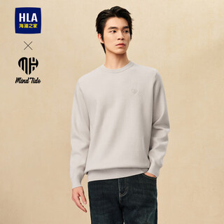Hla hailan house plus velvet long-sleeved sweater for men soft round neck warm sweater for men in winter