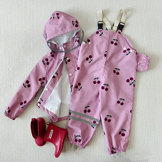 2025 split children's raincoat for boys and girls baby waterproof overalls raincoat for primary school students in kindergarten and middle school children going to school cherry--upgraded with lining l1 piece