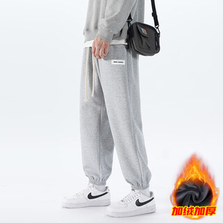 
GTYUWVG400G super soft plus velvet sports pants for men 2024 autumn and winter men's casual sports trousers Hong Kong style loose 683-light gray plus velvet M