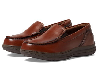 Florsheim children's loafers, leather upper, comfortable and breathable, boys' casual shoes, soft lining, cognac color 11 little kid