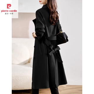 Pierre cardin (pierre cardin) windbreaker women's 2025 spring new mid-length coat black, super good-looking little man coat black m recommended 100-110jin jin equals 0.5 kg high quality