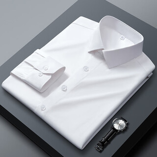 Jeep spirit2025 men's shirt long sleeve breathable business casual stretch solid color formal anti-wrinkle no ironing white shirt work wear white c27 long sleeve shirt m recommended 100-120jin jin equals 0.5kg
