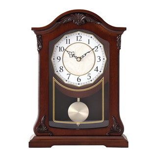 Mapleleaf new chinese-style living room simple solid wood clock home retro art clock simple creative european clock ornaments 8036 arabic + time sound