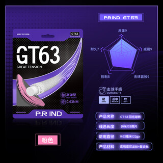 浦锐GS63 GT67羽毛球线专业拉线高弹耐打高反弹羽毛球拍专用线多色 GT63高弹线【粉色】