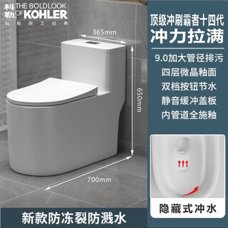 科勒（KOHLER）家用马桶座便器超旋虹吸卫生间坐便器节水静音防臭抽水连体小户型 十四代9.0大管径-大海旋环 400