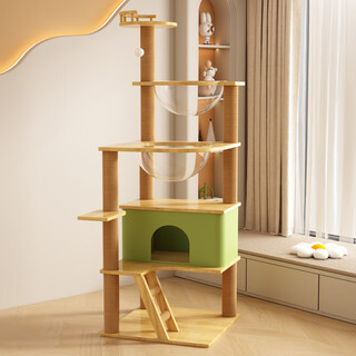 Long pet cat climbing frame large cat nest cat frame four-season universal pet cat toy sisal cat climbing tree cat scratching board cat jumping platform 155cm 6 layers large double space capsule