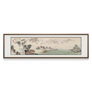 Langcaifang ink landscape painting hand-painted office study tea room living room chinese style hanging picture framed high-end traditional chinese painting authentic a chenxiao framed 168*48cm (recommended)