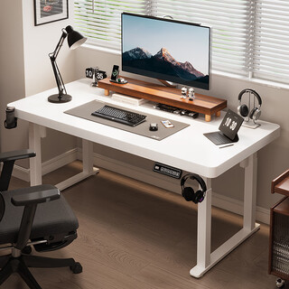 Weimei solid wood electric lift table dual motor computer table four column home desk desktop work table desk table 4 column dual motor - oriental white 4.2cm + white legs 100*60