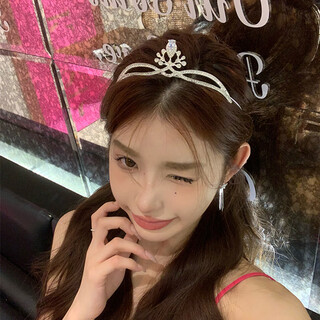 Bai qixin crown hair accessories handmade crown princess crystal crown children and girls birthday gift performance headwear proposal and certificate double ring crown