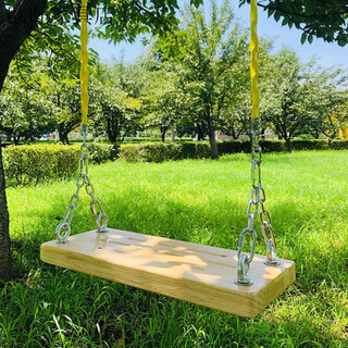 叶余铁链实木坐板秋千户外家用木板庭院儿童双人装饰荡秋千阳台定制 原木色一整套秋千 升级款