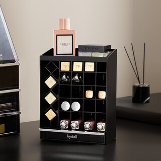 Lipstick storage box desktop high-end cosmetics powder puff lip glaze lip balm dressing table compartment display stand for children lipstick storage box 24 compartments with drawer at the bottom