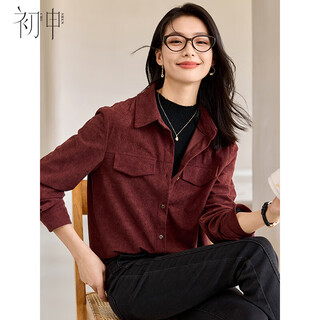 Chushen new year's jersey red thick long-sleeved shirt for women retro layered casual shirt jacket s144c6003
