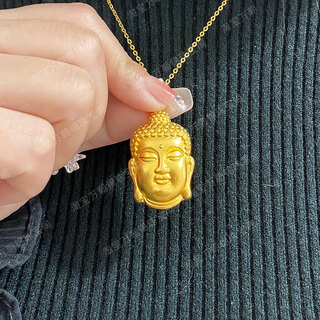 Shaoyu's new 5g ancient gold pendant for women, gold-plated silver, natal year buddha head pendant, hand-engraved chinese style jewelry, bj486 small buddha head pendant, weighing about 10g