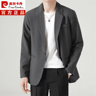 Pierre cardin light business casual anti-wrinkle no-iron small suit men's 2025 spring and autumn new loose simple suit jacket dark gray xl