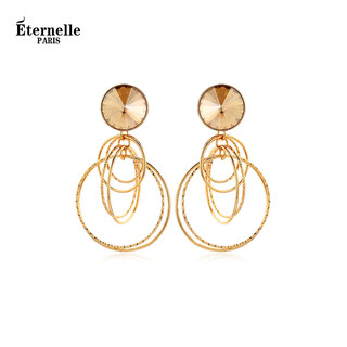 Eternelle french eternal european and american retro earrings 2025 new trendy earrings niche design circle earrings champagne color