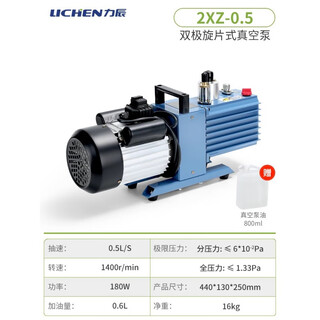 Funwu swirling vane vacuum pump 2xz bipolar laboratory air conditioner refrigerator industrial air pump oil dry vortex pump basic model 2xz-0.5 (pumping speed 0.5l/s)