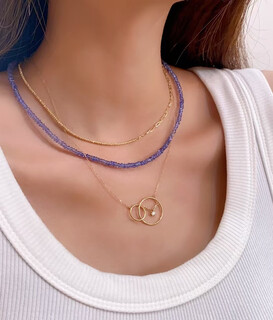 Shien natural tanzanite necklace women's clavicle chain necklace gift for girlfriend natural original color bracelet
