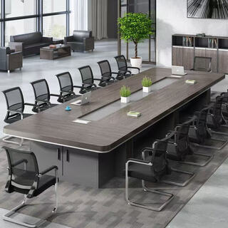 New office conference table long table modern simple conference room table and chair combination long table negotiation employee training table 2.4*1.2 meters home installation (multiple colors available)