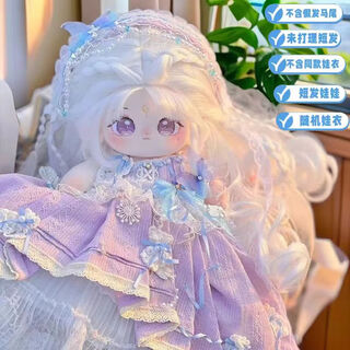 秘浓棉花娃娃20cm可爱玩偶可换装毛绒玩偶娃娃送女生孩子六一礼物 婉婉【裸娃】裙子1件+衣架+精品 20厘米【柔软款】出生证+梳妆礼