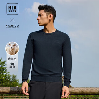 Hla heilan house brand exclusive long-sleeved sweater for men light business classic round neck sweater with wool