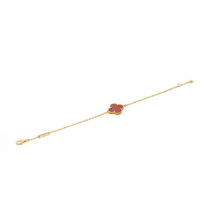 Feiyu 18k gold single flower white fritillary red horse bracelet clover gold rose gold agate counter the same style to give to your girlfriend and wife gold carnelian single flower bracelet