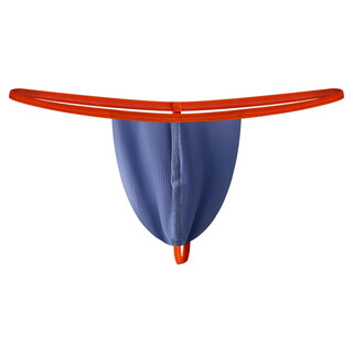 Men's ice silk underwear, thin straps, traceless, low-waisted, sexy one-thread, breathable, naked, large pouch, single thong, black, xxl size