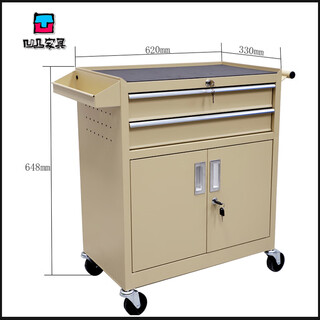 Kezitu tool trolley cart auto repair tool cabinet industrial style drawer-type multi-function workshop mobile parts cart tool box desert yellow two-pull tool trolley