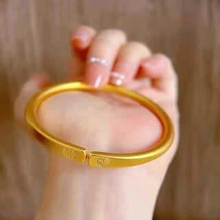 Quamer 18k golden ancient method inheritance double blessing character element circle open bracelet new chinese style national trend style blessing double blessing open bracelet gift box