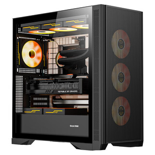 Great wall hidden blade h600 v2 black computer case (back-mounted motherboard/dual 360 water cooling positions/type-c/0.75mm steel plate/pci rotation/dual 20cm fans/5090)